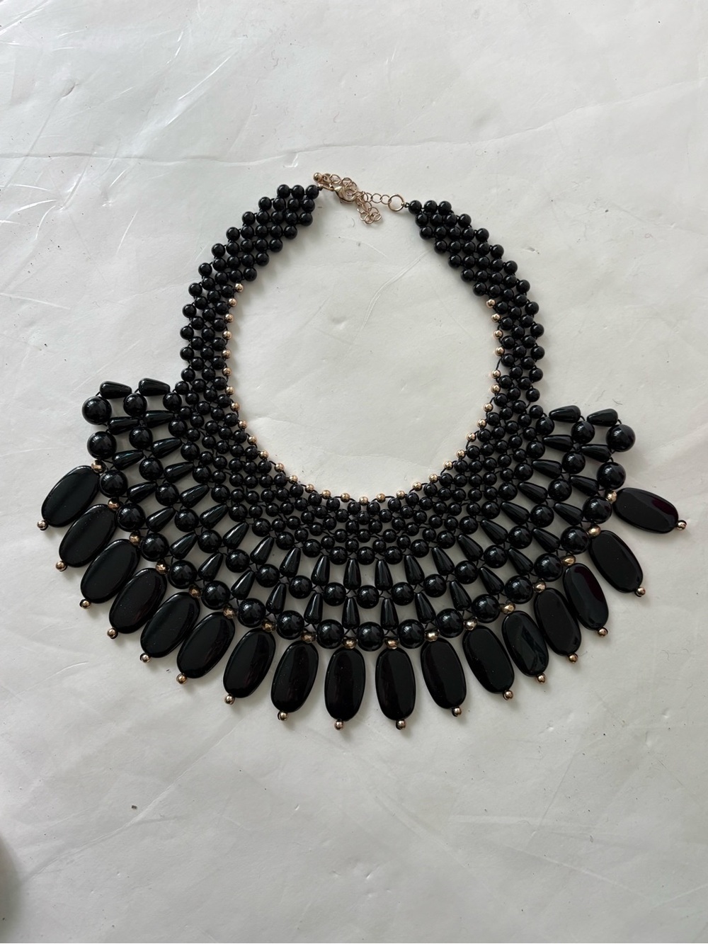 Elegant Black Statement Bib Necklace - Unbranded